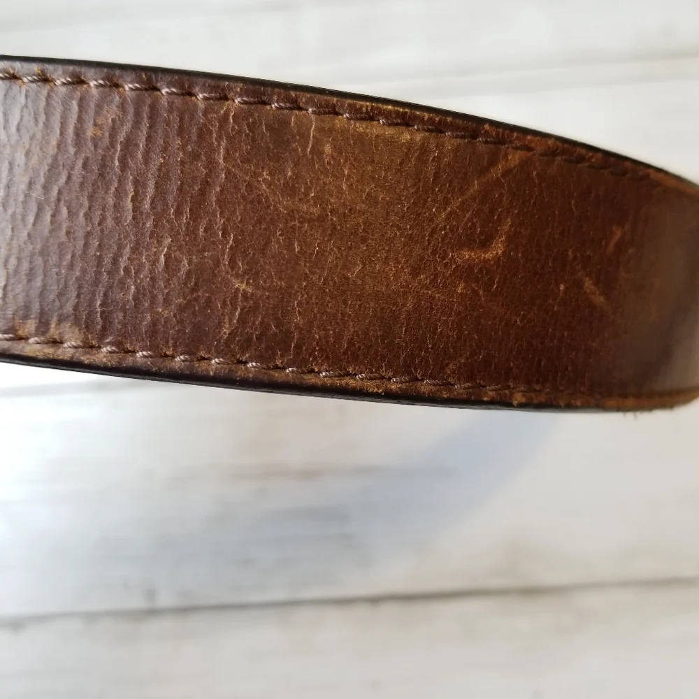 Georgia Boot Logo Brown Genuine Leather Belt